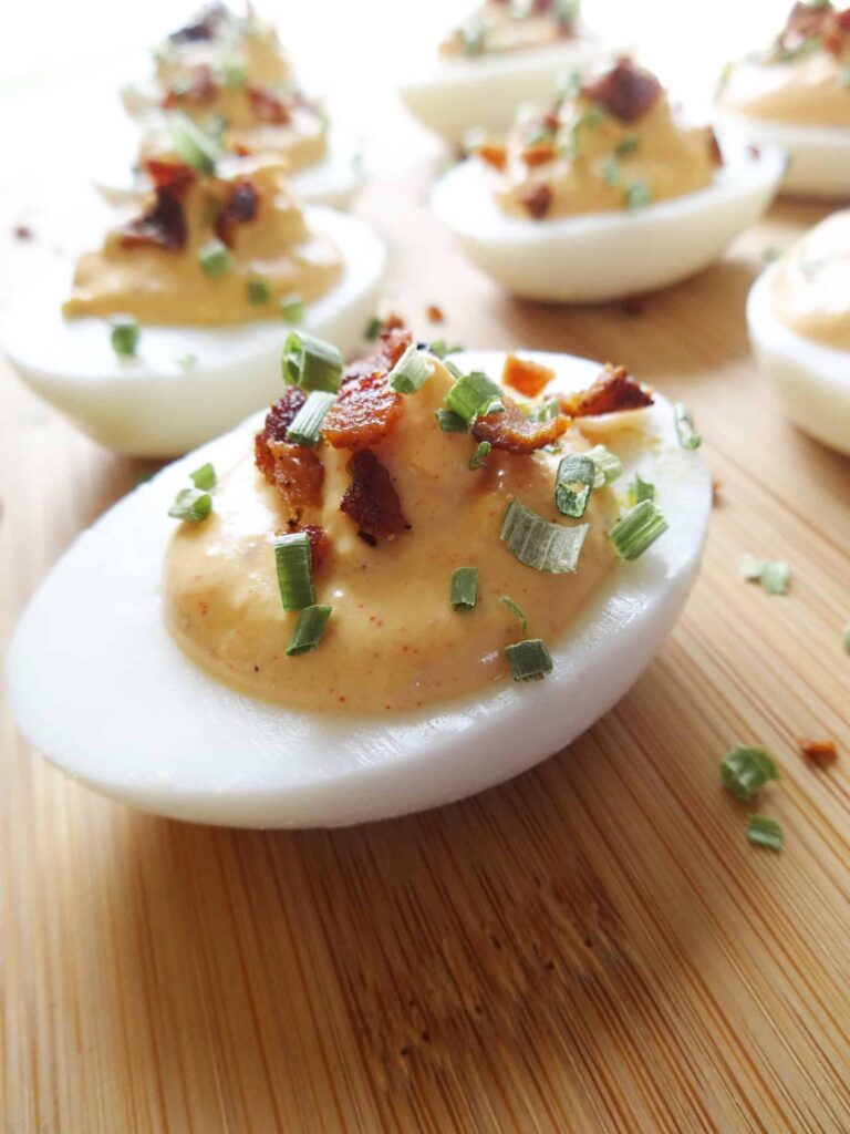 Southern Deviled Eggs Recipe With Bacon Savory With Soul   DeviledEggs12 768x1024 