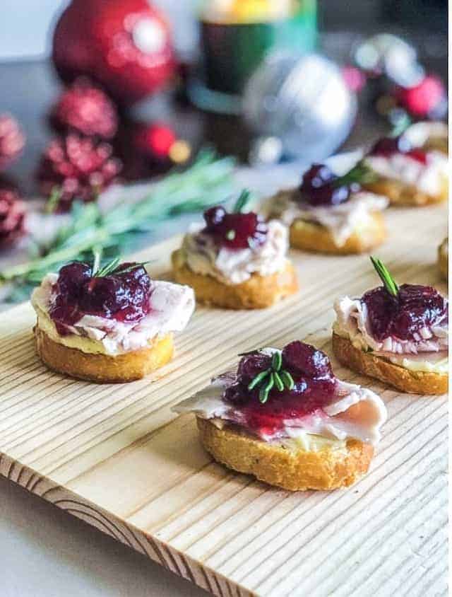 Leftover Turkey Cranberry Crostini