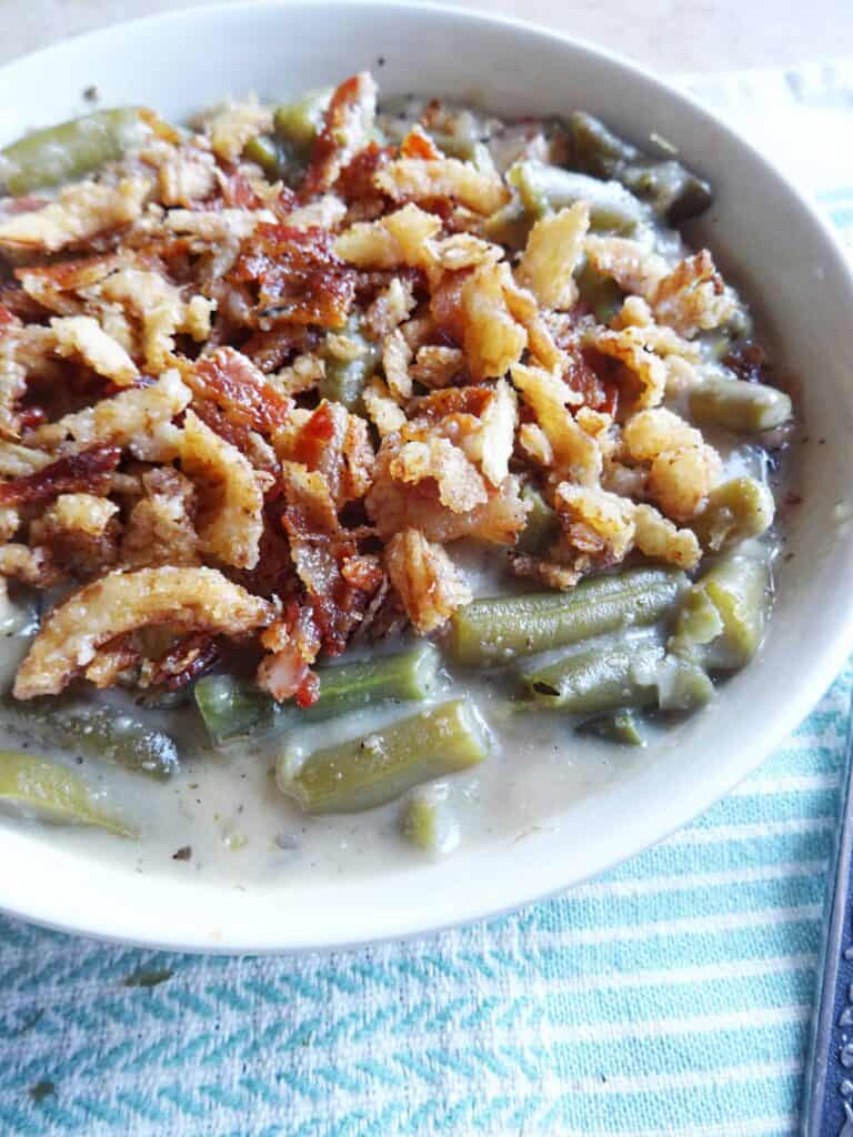 Crockpot Green Bean Casserole with Bacon - Savory With Soul